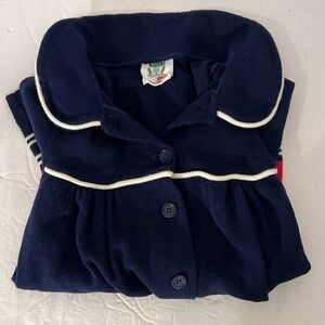 Vintage Bull Frog Knits Sweater‎ Blue Red And White Button Up Children's Size 4